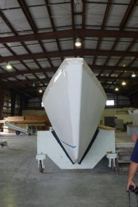 Ariki 47 hull in workshop