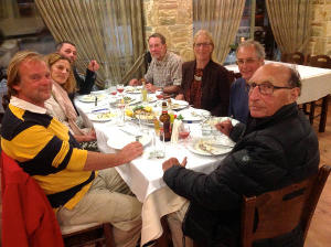 Gaia and Largyalo crews having dinner at restaurant
