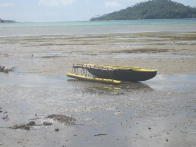 Outrigger canoe on the beach