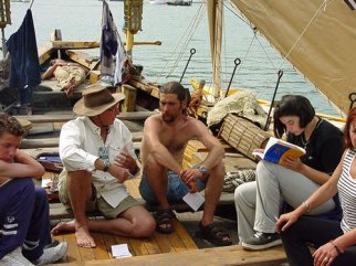 James talking to crew on the Cossack ship