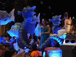 Light up sea horses in a procession