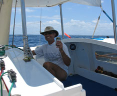 Dave Vinnicombe aboard Tiki 38 Dragon