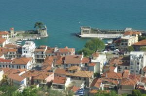 High view of Nafpaktos harbour