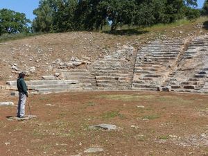 James standing in the ancient amphitheatre of Oiniadai.