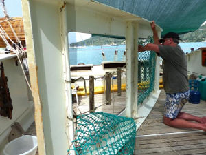 Brian removing netting from a ramp