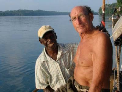 James with an islander during the Lapita Voyage