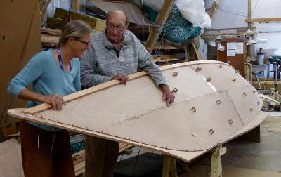 James and Hanneke inspecting a completed Mana hull
